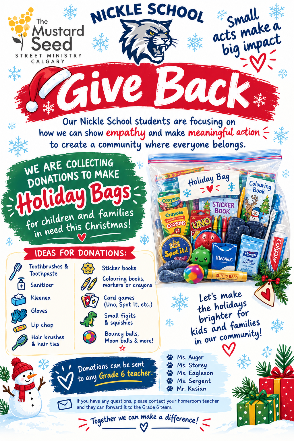 Nickle School Holiday Give Back Poster